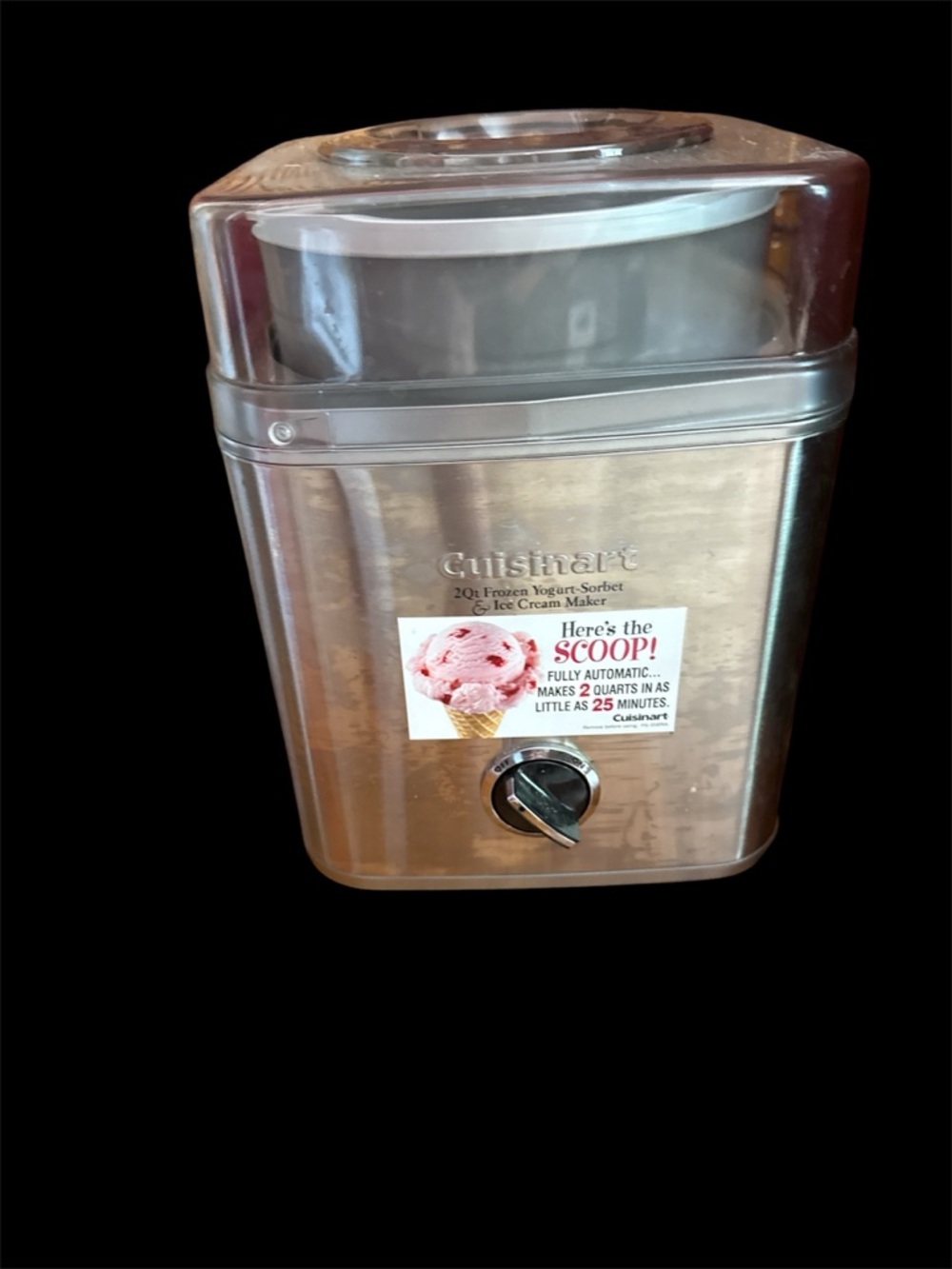 Cuisinart Silver Stainless Steel Ice Cream Maker Yogurt-sherbert with Clear Lid